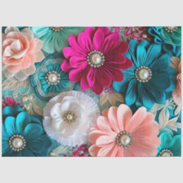 Kleurrijke Floral Fabric Art Tissue Papier