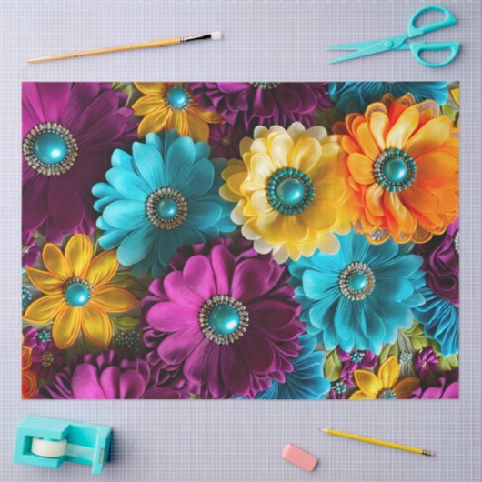 Kleurrijke Floral Fabric Art Tissue Papier (Craft)