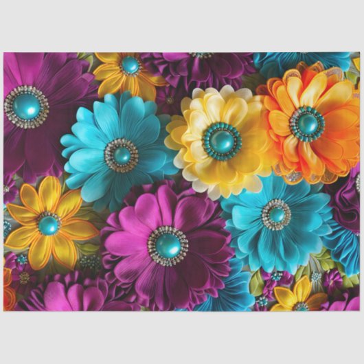 Kleurrijke Floral Fabric Art Tissue Papier (Voorkant)