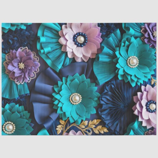 Kleurrijke Floral Fabric Art Tissue Papier (Voorkant)