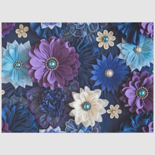 Kleurrijke Floral Fabric Art Tissue Papier (Voorkant)