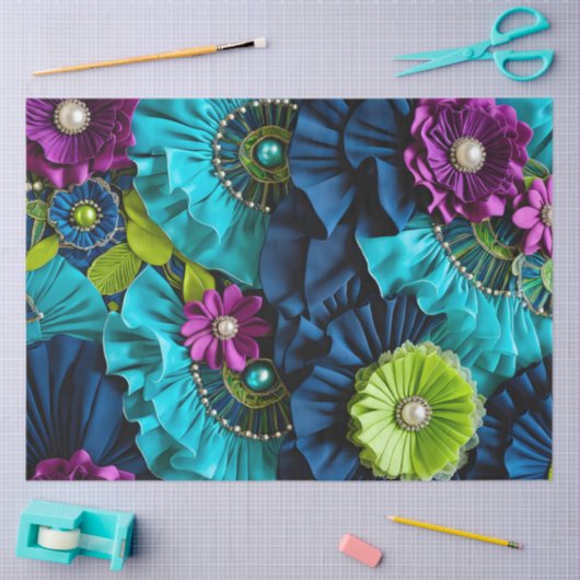 Kleurrijke Floral Fabric Art Tissue Papier (Craft)