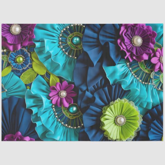 Kleurrijke Floral Fabric Art Tissue Papier (Voorkant)