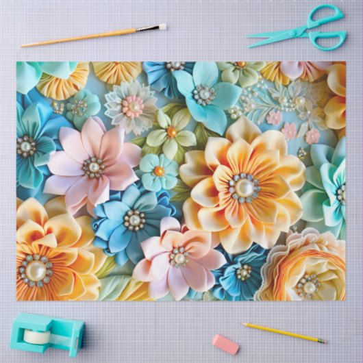 Kleurrijke Floral Fabric Art Tissue Papier (Craft)
