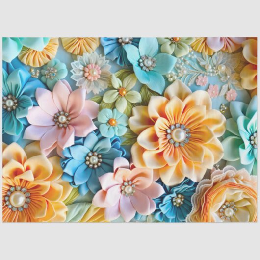 Kleurrijke Floral Fabric Art Tissue Papier (Voorkant)