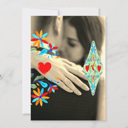 Kleurrijke Floral Fiesta Kolibrie Mexicaanse bruil Kaart (Achterkant)