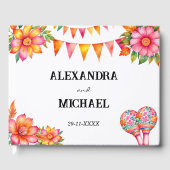 Kleurrijke Floral Fiesta Mexicaanse bruiloft Gastenboek (Voorkant)