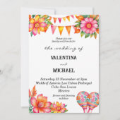 Kleurrijke Floral Fiesta Mexicaanse bruiloft Kaart (Voorkant)