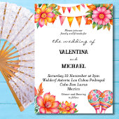 Kleurrijke Floral Fiesta Mexicaanse bruiloft Kaart