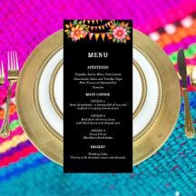 Kleurrijke Floral Fiesta Mexicaanse bruiloft menu
