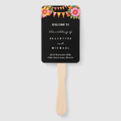 Kleurrijke Floral Fiesta Mexicaanse bruiloft progr Handwaaier (Voorkant)