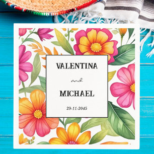 Kleurrijke Floral Fiesta Mexicaanse bruiloft Servet