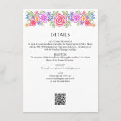 Kleurrijke Floral Fiesta Wedding Details Informatiekaartje (Voorkant)