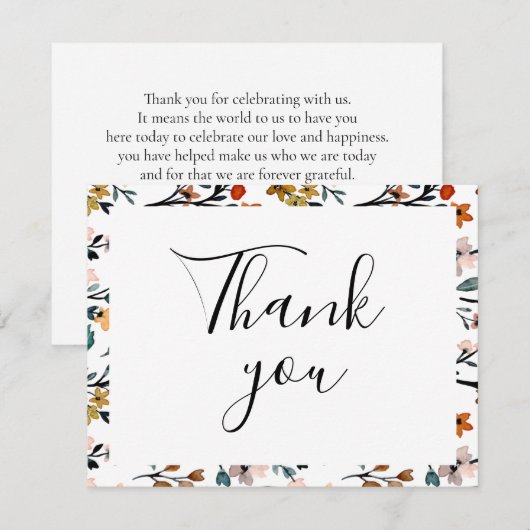 Kleurrijke Floral Flat Dank u kaart (Voorkant / Achterkant)