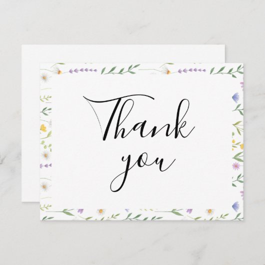 Kleurrijke Floral Flat Dank u kaart (Voorkant / Achterkant)