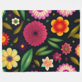 Kleurrijke Floral Fleece Deken (Voorkant (Horizontaal))