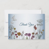 Kleurrijke Floral Garden Blue Shiny Glitter Weddin Bedankkaart (Voorkant)