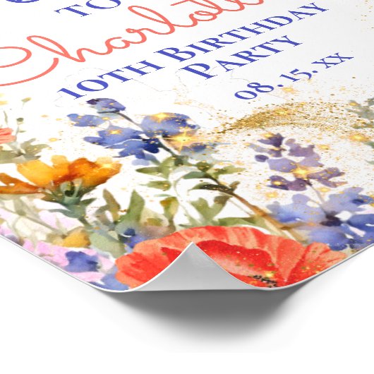 Kleurrijke Floral Garden Tea Party Verjaardag Welk Poster (Hoek)