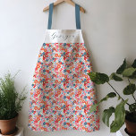 Kleurrijke Floral gepersonaliseerde naam Schort<br><div class="desc">Geschilderd kleurrijk bloemig schort met een prachtig script lettertype personalisatie.</div>