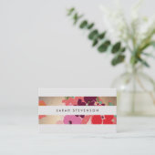 Kleurrijke Floral Gold Striped Mode and Beauty Visitekaartje (Staand voorkant)