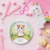 Kleurrijke Floral Hamster Verjaardag Papieren Bordje (Feest)