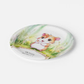 Kleurrijke Floral Hamster Verjaardag Papieren Bordje (Gekanteld)