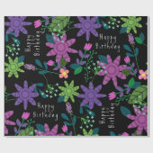  kleurrijke Floral Happy Birthday Cadeaupapier (Vlak)