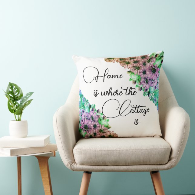 Kleurrijke Floral Home is waar het huisje is Kussen (Stoel)