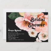 Kleurrijke Floral | Horizontaal zwart Vrijgezellen Kaart (Voorkant)