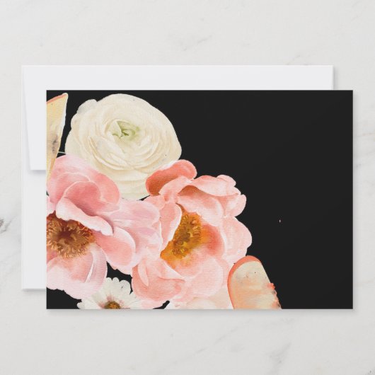 Kleurrijke Floral | Horizontaal zwart Vrijgezellen Kaart (Achterkant)