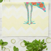 Kleurrijke Floral Ibis Bird Chevron Illustratie Theedoek (Gevouwen)