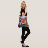 Kleurrijke Floral Ink Art Canvas tas (Op model)