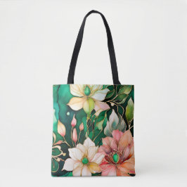 Kleurrijke Floral Ink Art Canvas tas