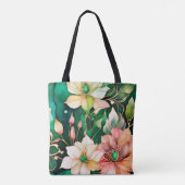 Kleurrijke Floral Ink Art Canvas tas (Achterkant)