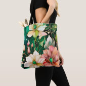 Kleurrijke Floral Ink Art Canvas tas (Dichtbij)