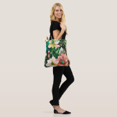 Kleurrijke Floral Ink Art Canvas tas (Op model)