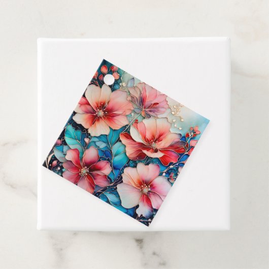 Kleurrijke Floral Ink Art Gift Labels (In situ)