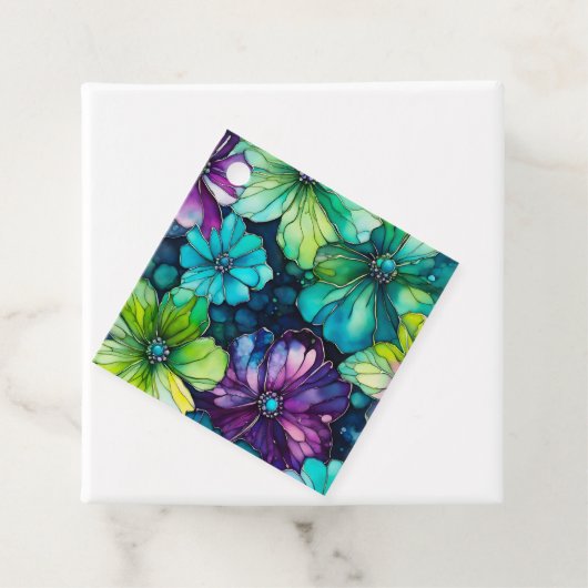 Kleurrijke Floral Ink Art Gift Labels (In situ)