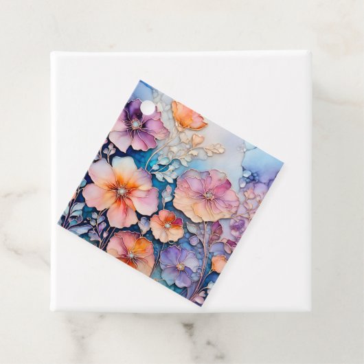 Kleurrijke Floral Ink Art Gift Labels (In situ)