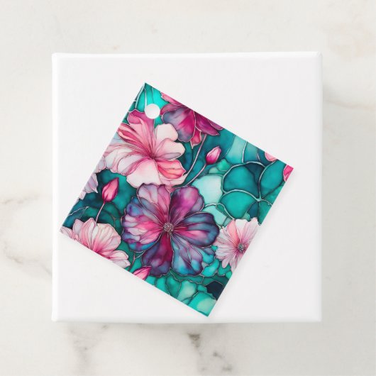 Kleurrijke Floral Ink Art Gift Labels (In situ)