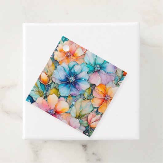 Kleurrijke Floral Ink Art Gift Labels (In situ)