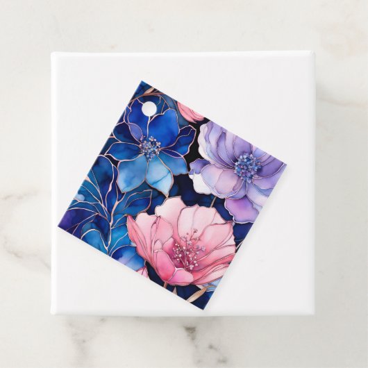 Kleurrijke Floral Ink Art Gift Labels (In situ)