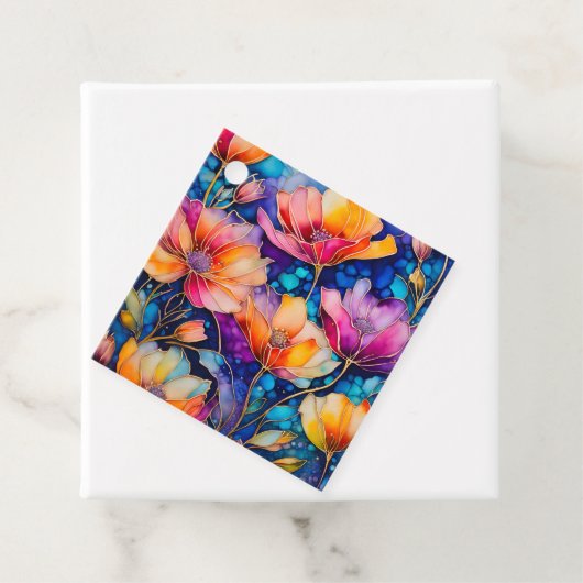 Kleurrijke Floral Ink Art Gift Labels (In situ)
