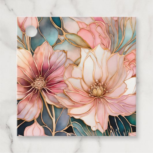 Kleurrijke Floral Ink Art Gift Labels (Voorkant)