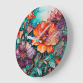 Kleurrijke Floral Ink Art Wall Clock Grote Klok (Hoek)