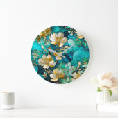 Kleurrijke Floral Ink Art Wall Clock Grote Klok (Huis)