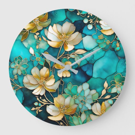 Kleurrijke Floral Ink Art Wall Clock Grote Klok (Voorkant)