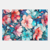 Kleurrijke Floral Ink Art Wrapping Paper Sheets (Voorkant 3)