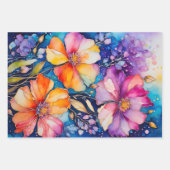 Kleurrijke Floral Ink Art Wrapping Paper Sheets (Voorkant 3)