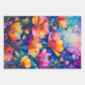 Kleurrijke Floral Ink Art Wrapping Paper Sheets (Voorkant)